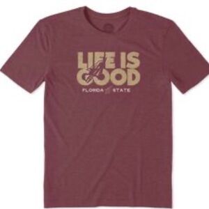 NWT Life Is Good Burgundy Graphic Tee fsu Florida state university